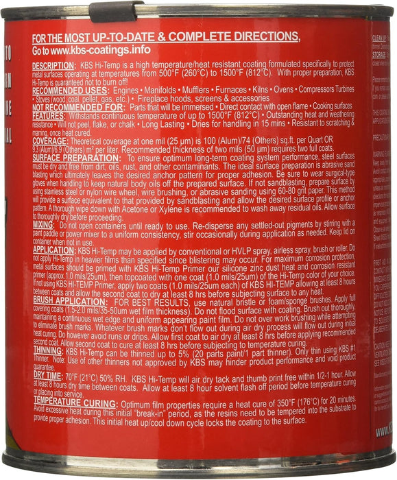 KBS Coatings 65408 Off-White Xtreme Temperature Coating, 1 Quart