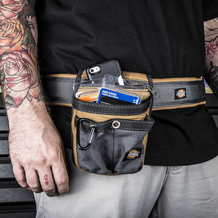 Dickies 57005 Zipper Pocket Canvas Pouch for Tool and Work Belts, Four Pockets, Cushioned Pocket