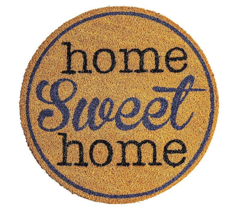 NoTrax, Home Sweet Home, Vinyl-Backed Natural Coir Doormat, Entry Mat for Indoor or Outdoor Use, 22" Round, C12 (C12S0022HM)