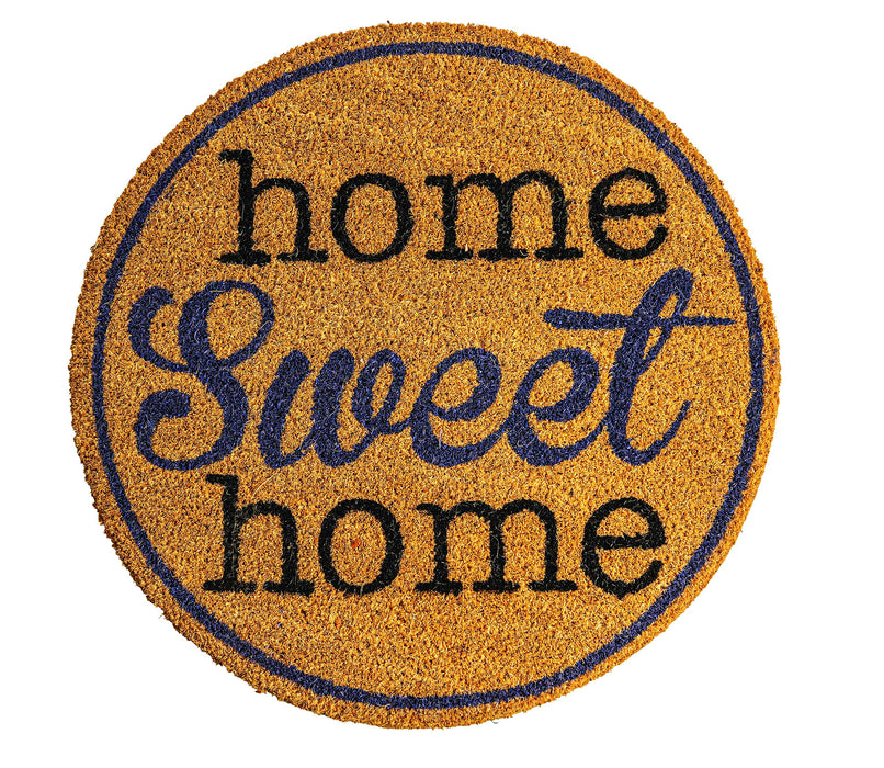 NoTrax, Home Sweet Home, Vinyl-Backed Natural Coir Doormat, Entry Mat for Indoor or Outdoor Use, 22" Round, C12 (C12S0022HM)