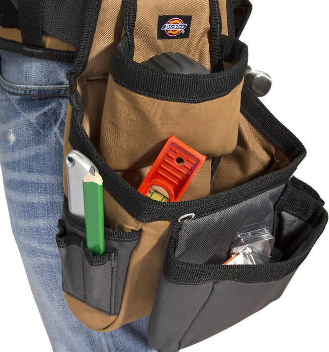 Dickies 57023 4-Piece Carpenter's Rig, Padded Tool Belt Suspenders, Cooling Mesh, Leather Tool Belt, Steel Buckle, Grey/Tan, 3.8 lb.