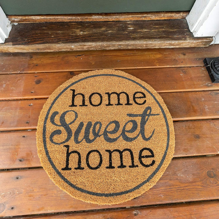 NoTrax, Home Sweet Home, Vinyl-Backed Natural Coir Doormat, Entry Mat for Indoor or Outdoor Use, 22" Round, C12 (C12S0022HM)