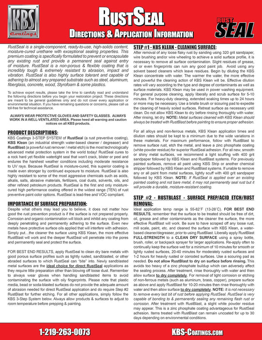 KBS Coatings 50001 Gloss Black System Sampler, KBS Klean, Rust Blast and Rust Seal (8oz.)