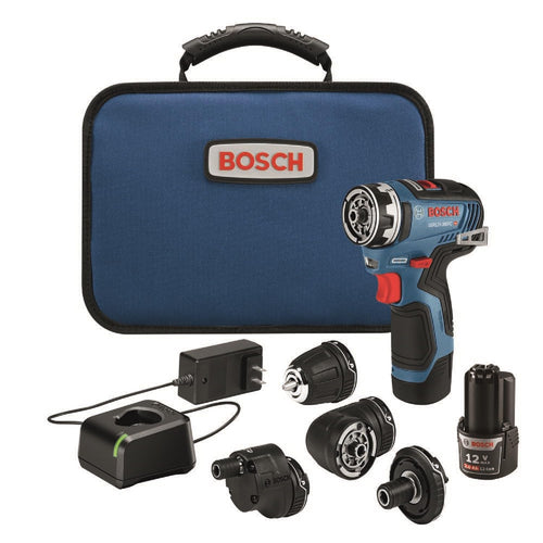 BOSCH GSR12V-300FCB22 12V Max EC Brushless Flexiclick 5-In-1 Drill/Driver System with (2) 2 Ah Batteries Starter-Kit