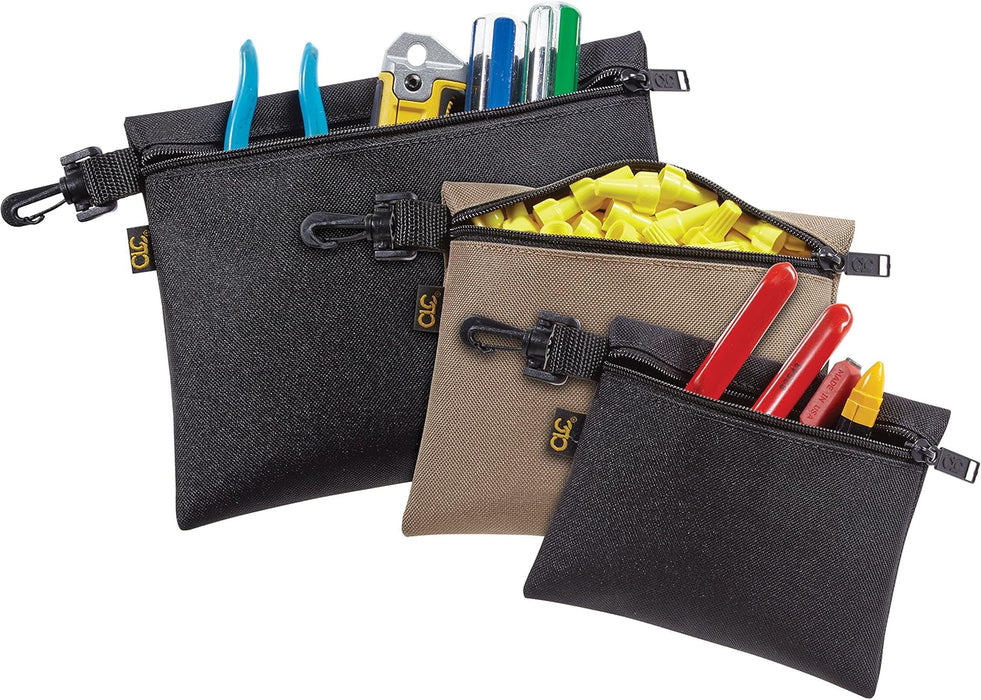 Custom Leathercraft 1100 Multi-Purpose Clip-on Zippered Poly Bags (Pack of 3)