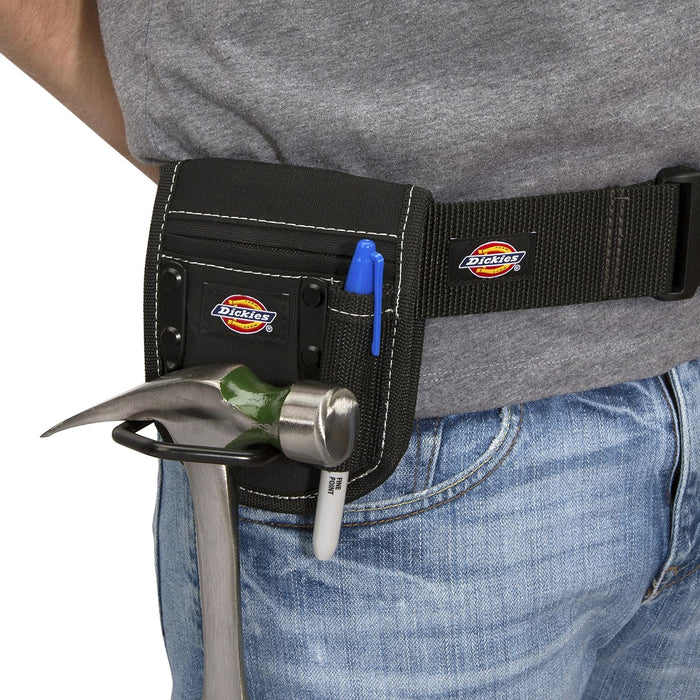 Dickies 57071 2-Compartment Hammer Holder for Tool and Work Belts, Durable Canvas, Includes Tool Loop and Pocket, Fits up to 4.5-inch Belts