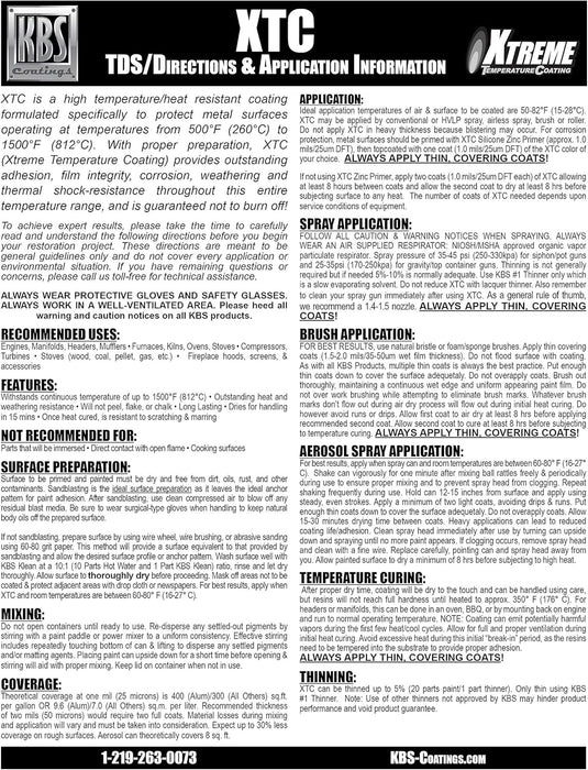 KBS Coatings 65405 Cast Iron Grey Xtreme Temperature Coating - 1 Quart