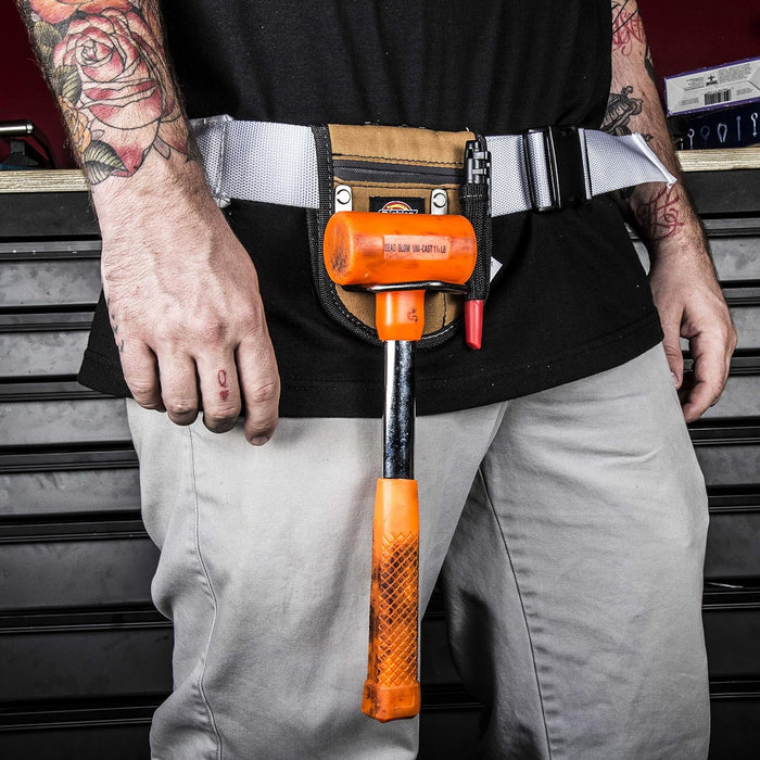 Dickies 57017 2-Compartment Hammer Holder for Tool and Work Belts, Durable Canvas, Includes Tool Loop and Pocket