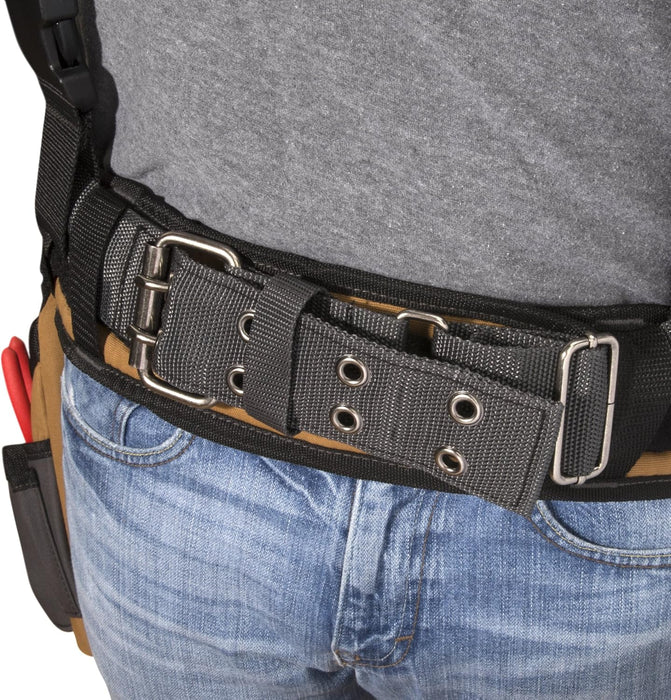 Dickies 57023 4-Piece Carpenter's Rig, Padded Tool Belt Suspenders, Cooling Mesh, Leather Tool Belt, Steel Buckle, Grey/Tan, 3.8 lb.