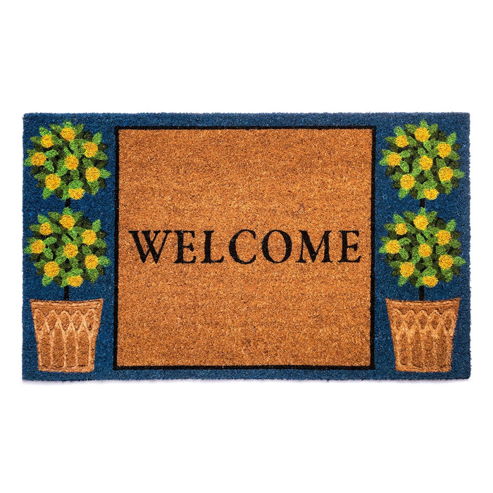 Notrax Welcome Topiary, Vinyl-Backed Natural Coir Doormat, Entry Mat for Indoor or Outdoor Use, 18"x30", C12 (C12S1830TW)