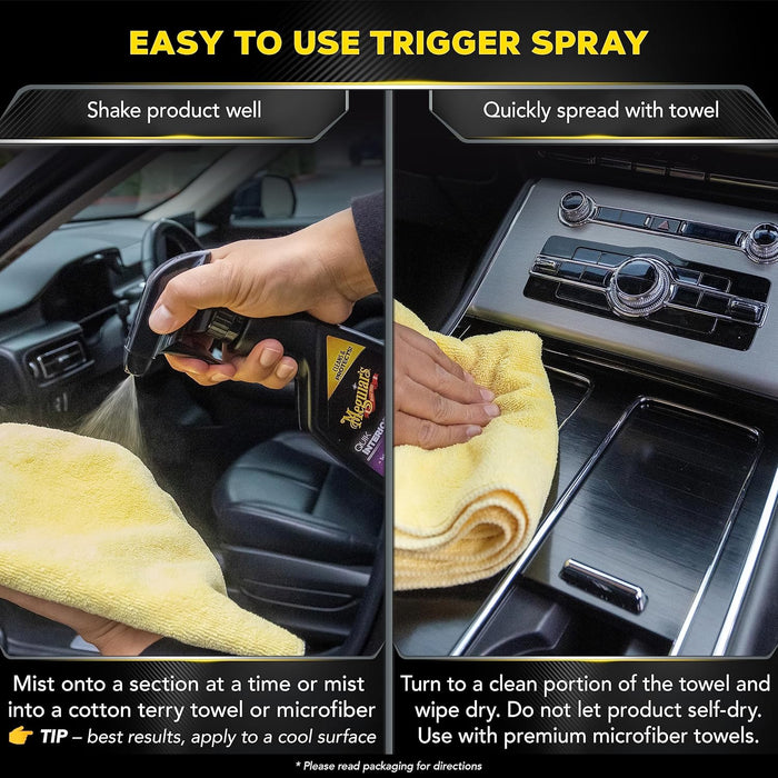 Meguiar's G13616 Quik Interior Detailer, This Non-Greasy Formula Cleans and Protects All Interior Surfaces, Easy Cleaning and Interior Detailer, 16 Oz Spray