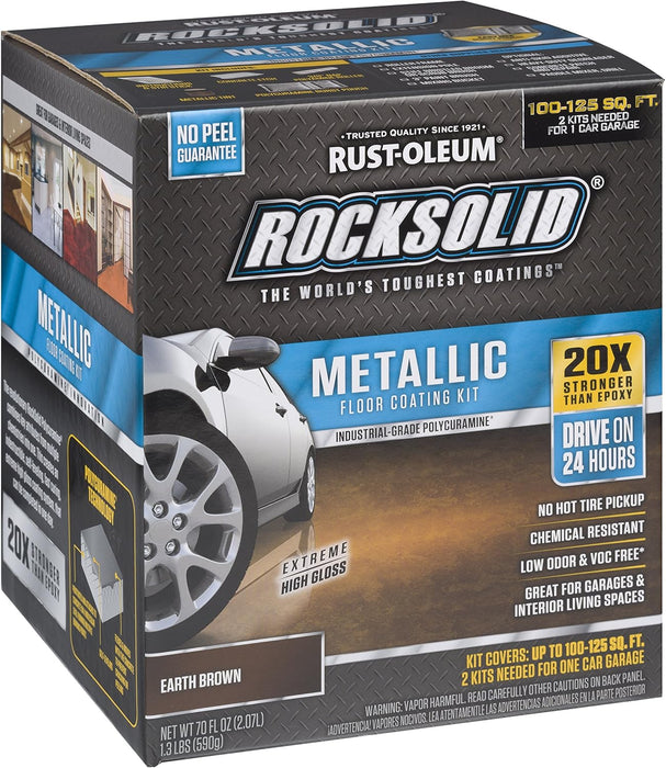 Rust-Oleum 286895 Rocksolid Metallic Garage Floor Coating, 80 Fl Oz, Earth Brown (Pack of 1)