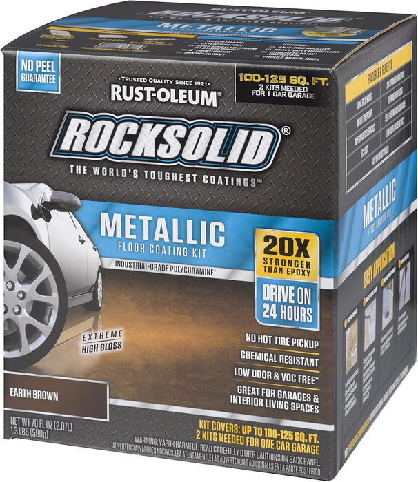 Rust-Oleum 286895 Rocksolid Metallic Garage Floor Coating, 80 Fl Oz, Earth Brown (Pack of 1)