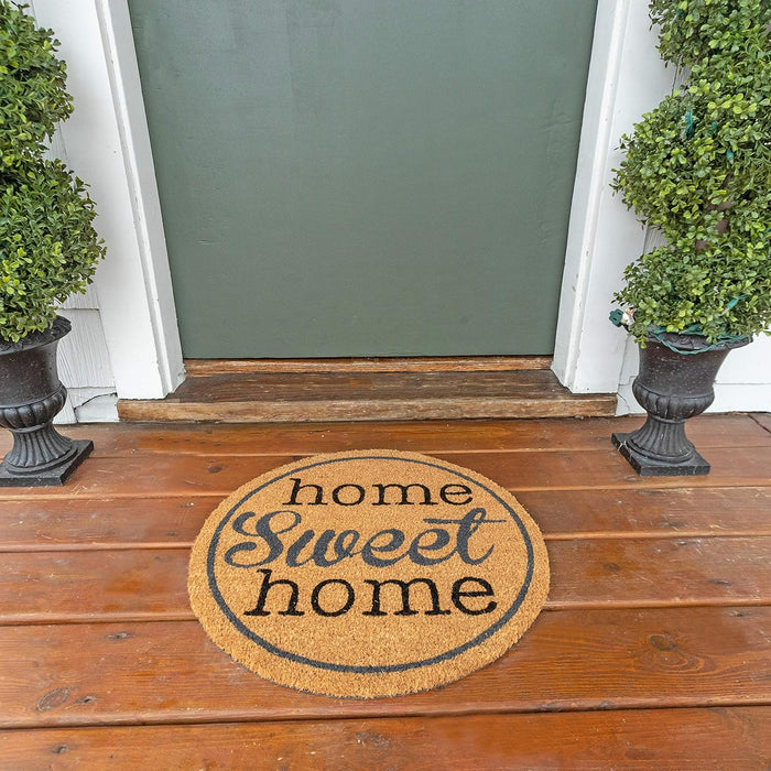 NoTrax, Home Sweet Home, Vinyl-Backed Natural Coir Doormat, Entry Mat for Indoor or Outdoor Use, 22" Round, C12 (C12S0022HM)