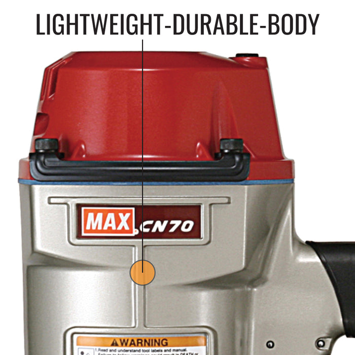 MAX USA (CN70) 1-3/4 In. to 2-3/4 In. Heavy Duty Coil Nailer