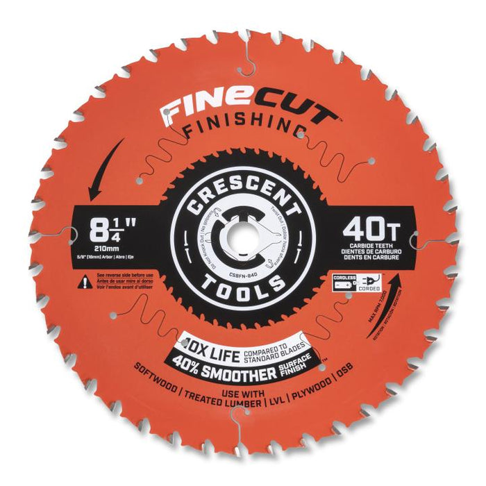 Crescent CSBFN-840 8-1/4" x 40-Tooth FineCut Finishing Circular Saw Blade