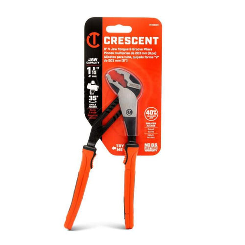 Crescent RTZ28CGV 8" Z2 K9 V-Jaw Dual Material Tongue and Groove Pliers