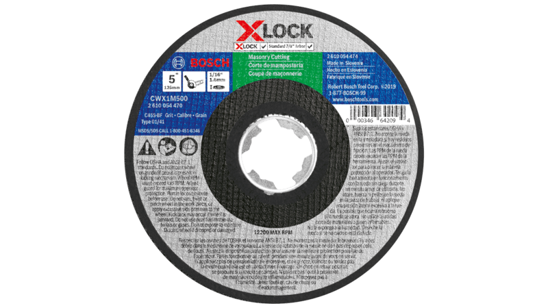Bosch (CWX1M500) 5 In. x 1/16 In. X-LOCK Arbor Type 1A (ISO 41) 24 Grit Masonry Cutting Abrasive Wheel