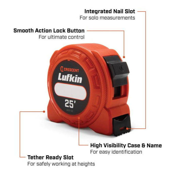 Crescent Lufkin L625N 1" x 25' L600 Series Power Tape Measure