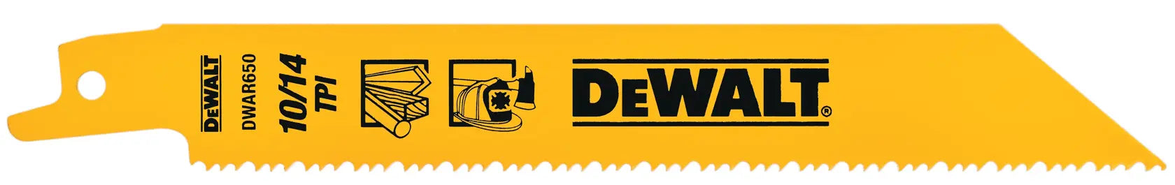DEWALT DW4845 Reciprocating Saw Blades, Straight Back, 6-Inch, 10/14 TPI, Yellow (Pack of 5)