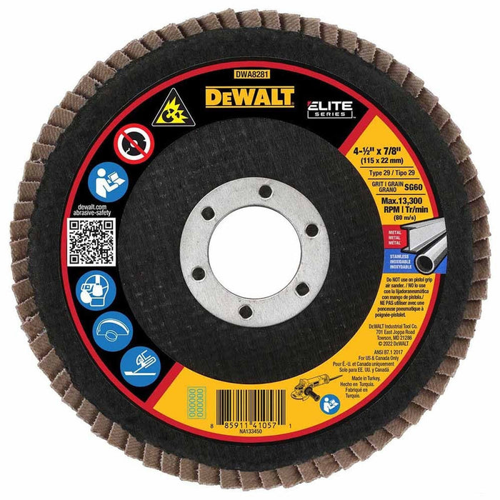 DEWALT DWA8281 60G T29 XP Ceramic Flap Disc, 4-1/2" x 7/8"