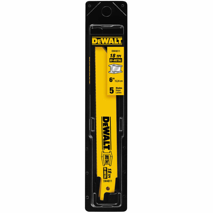 DEWALT DW4813 Reciprocating Saw Blades, Straight Back, Bi-Metal, 6-Inch, 24 TPI (Pack of 5)
