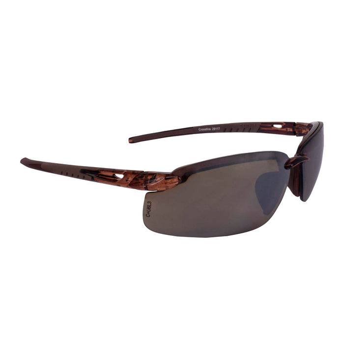 Crossfire ES5 Premium Safety Eyewear, HD Brown with Flash Mirror Lens
