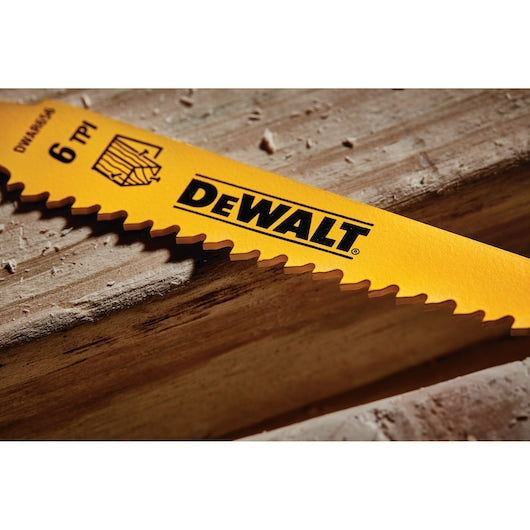 DEWALT DW4802BZ Bi-metal 6-in 6 TPI Wood Cutting Reciprocating Saw Blade (Pack of 100)