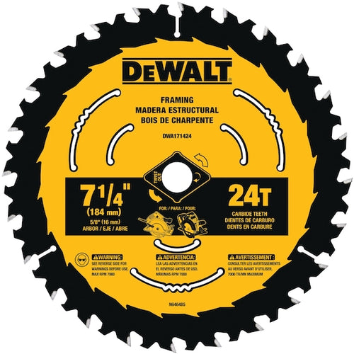DEWALT DWA1714243 7-1/4-Inch 24-Tooth Circular Saw Blade (Pack of 3)