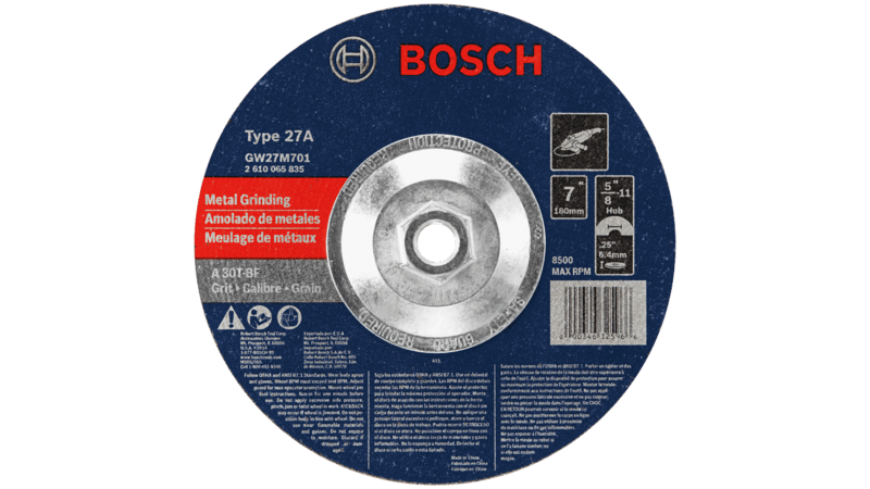 Bosch (GW27M701) 7 In. 1/4 In. 5/8-11 In. Arbor Type 27 30 Grit Grinding Abrasive Wheel