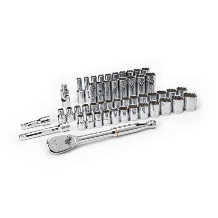 GEARWRENCH 49 Pc. 1/2" Drive 12 Pt. Mechanics Tool Set, Standard & Deep, SAE/Metric - 80701