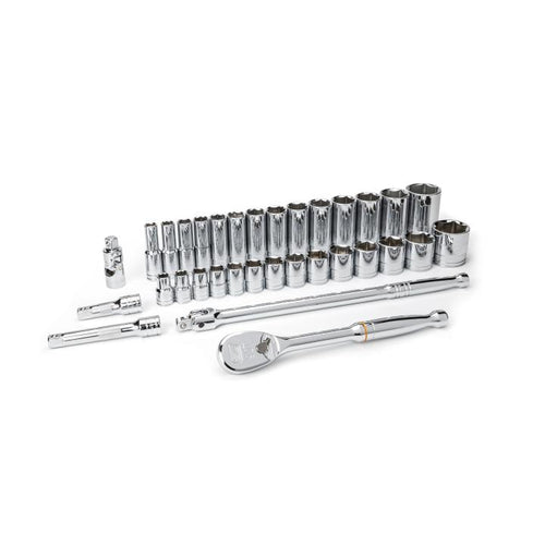 33 Pc.1/2" Drive 6 Point SAE Standard and Deep Socket Set