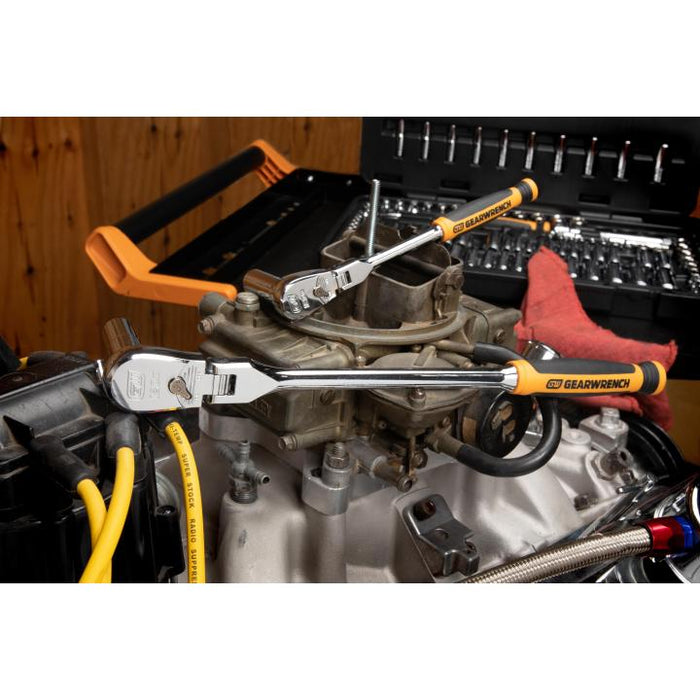 GEARWRENCH 2 Piece 1/4inch and 3/8inch Drive 120XP Flex Head Teardrop Ratchet Set, Dual Material - 81204P