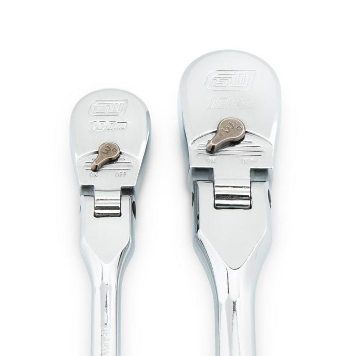 GEARWRENCH 2 Piece 1/4inch and 3/8inch Drive 120XP Flex Head Teardrop Ratchet Set, Dual Material - 81204P