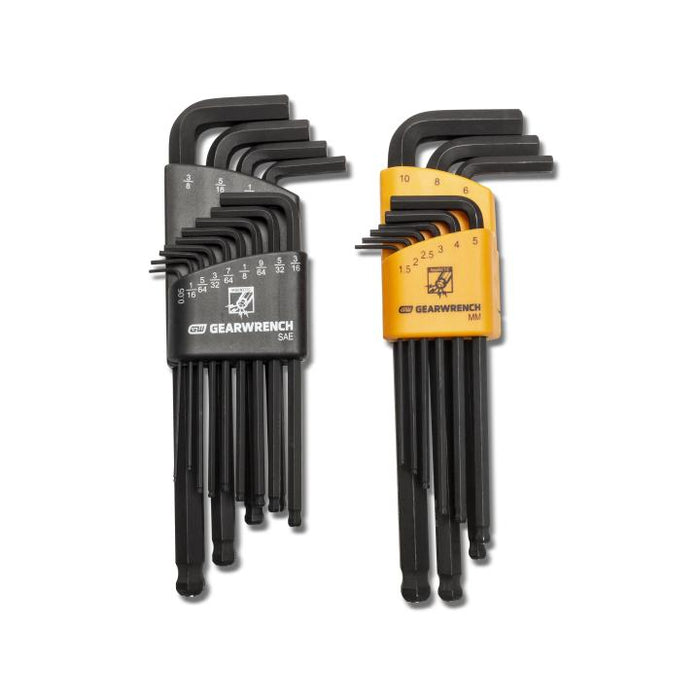 GEARWRENCH 83526 22 Piece SAE/Metric Magnetic Ball End Long Arm Hex Key Set