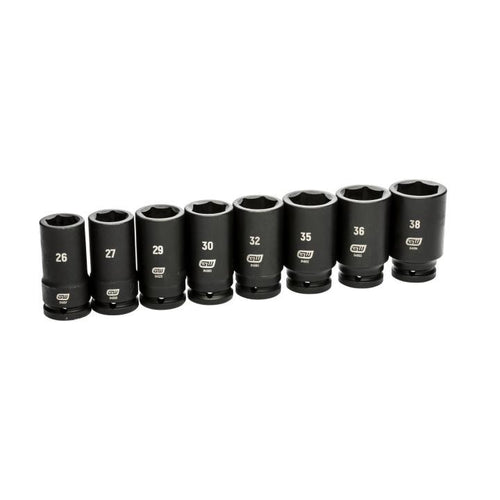 GEARWRENCH 8 Piece 3/4" Drive 6 Point Deep Metric Impact Socket Set | 26mm-38mm | 84032