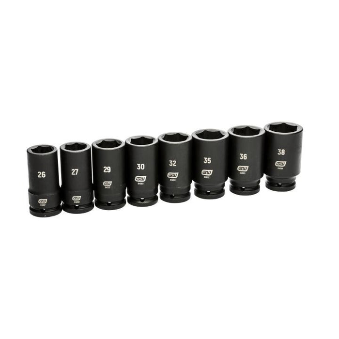 GEARWRENCH 8 Piece 3/4" Drive 6 Point Deep Metric Impact Socket Set | 26mm-38mm | 84032