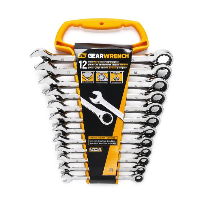 12 Pc. Combination Ratcheting Wrench Set Metric