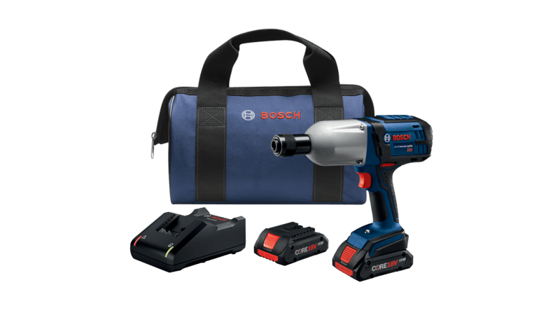 Bosch (HTH182-B25) 18V High-Torque Impact Wrench Kit with (2) CORE18V 4.0 Ah Compact Batteries