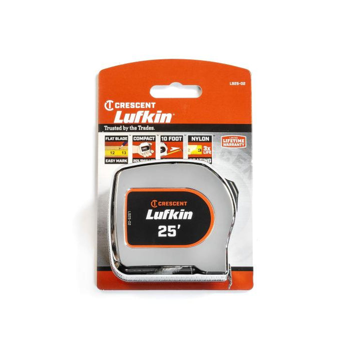 Crescent Lufkin L925 1" x 25' Legacy Series Chrome Case Yellow Clad Tape Measure