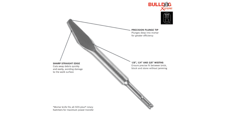 Bosch (HS1400B5) 5 pc. 1/4 In. Mortar Knife SDS-plus Bulldog Hammer Steel