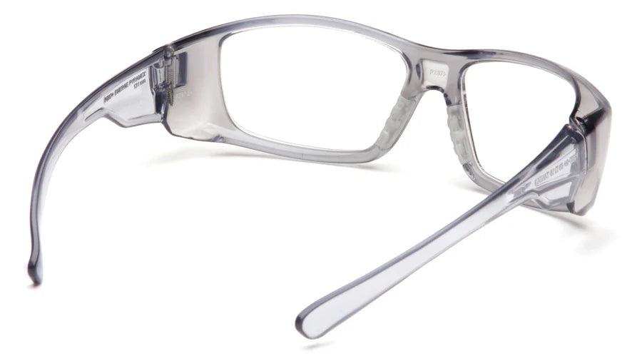 Pyramex +1.5 Clear Safety Reader Glasses, Scratch-Resistant, Gray Frame