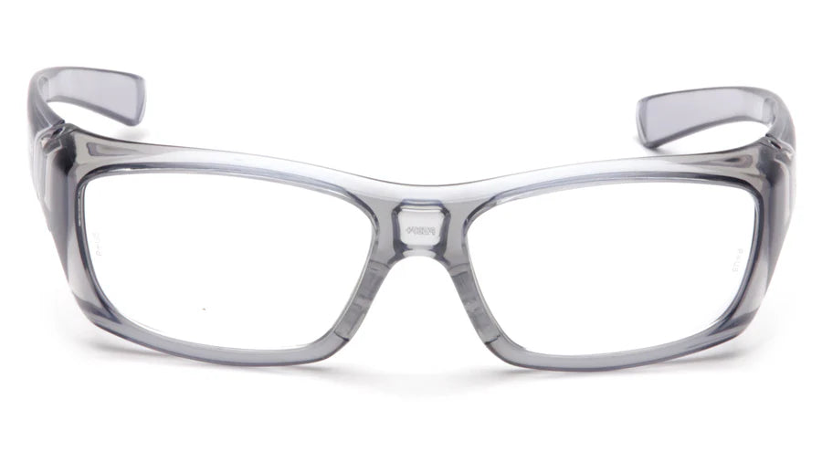 Pyramex +1.5 Clear Safety Reader Glasses, Scratch-Resistant, Gray Frame