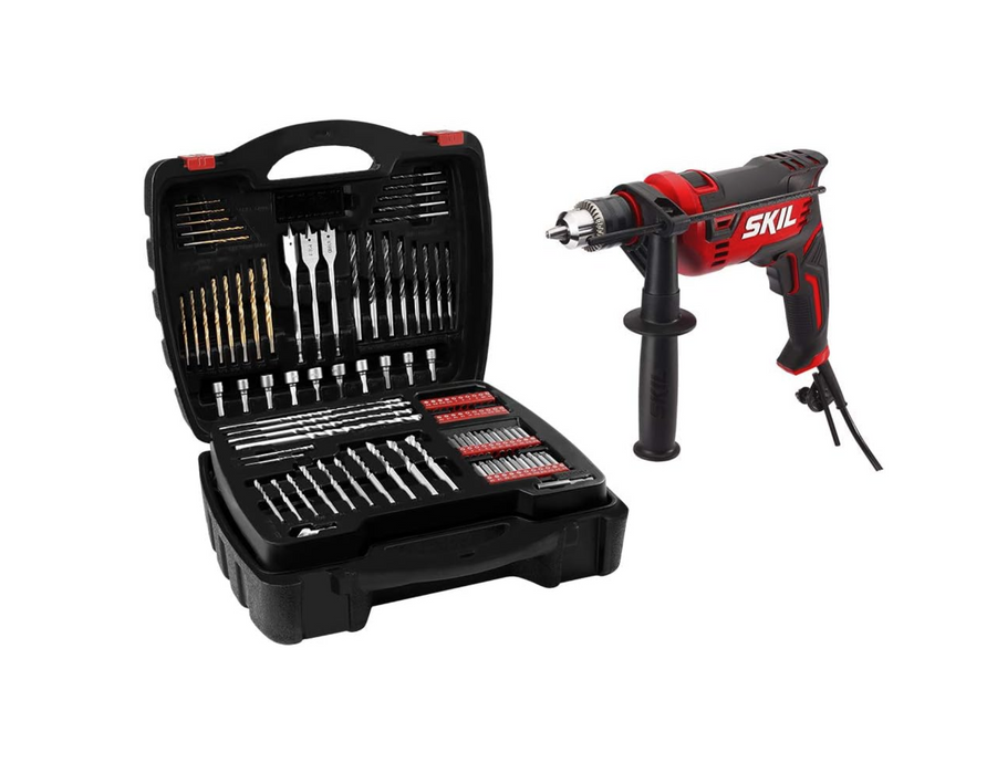 SKIL 7.5 Amp 1/2 In. Hammer Drill with 100 Piece Bit Set (Open Box, Excellent Condition)