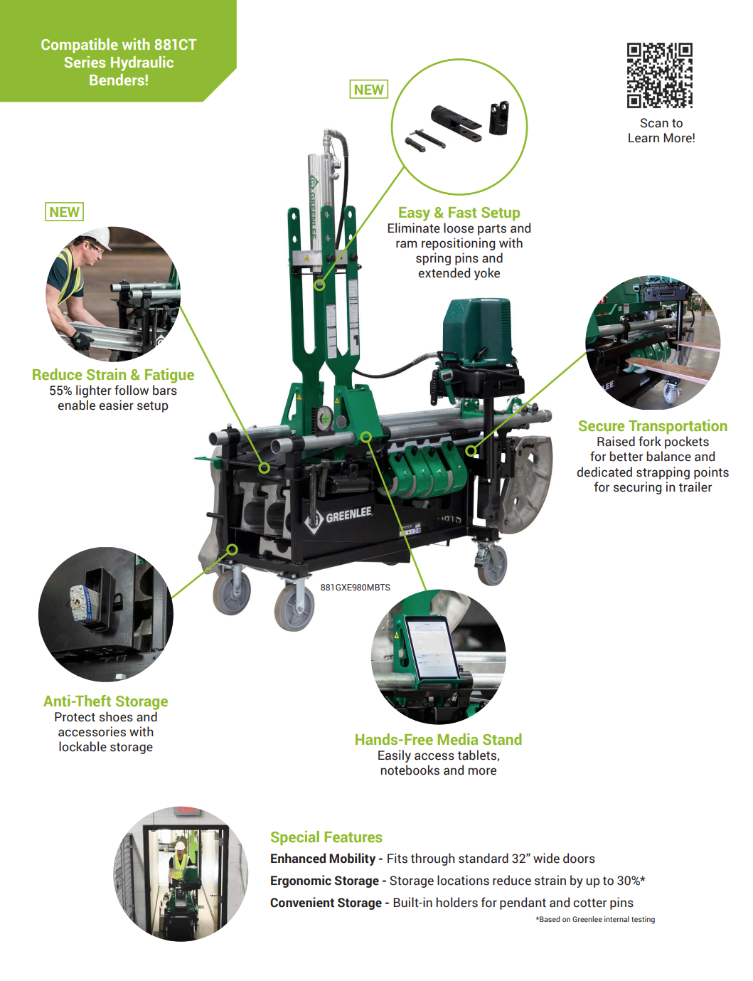 Greenlee 881 CamTrack Bender for 21/2" 4" with Hydraulic Pump and