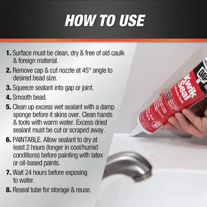 DAP 18001 White Kwik-Seal All-Purpose Caulk