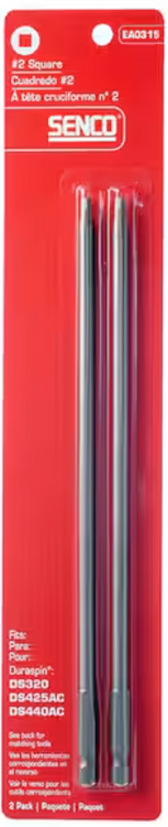 Senco EA0315 DuraSpin 1/4 in. Carbide Steel Square Bit (Pack of 2)