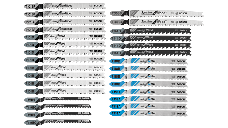 Bosch 30 pc. T-Shank Jig Saw Blade Set for Wood and Metal