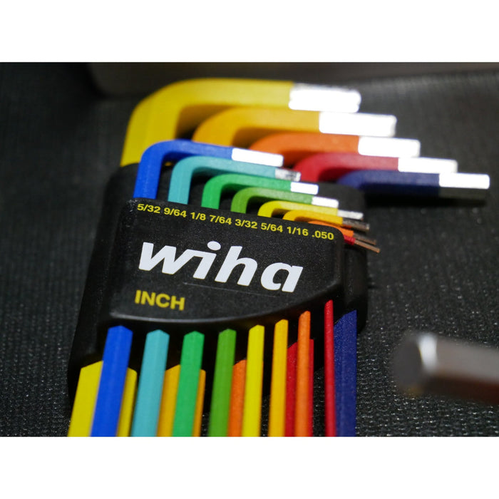 Wiha 13 Piece Ball End Color Coded Hex L-Key Set - Inch