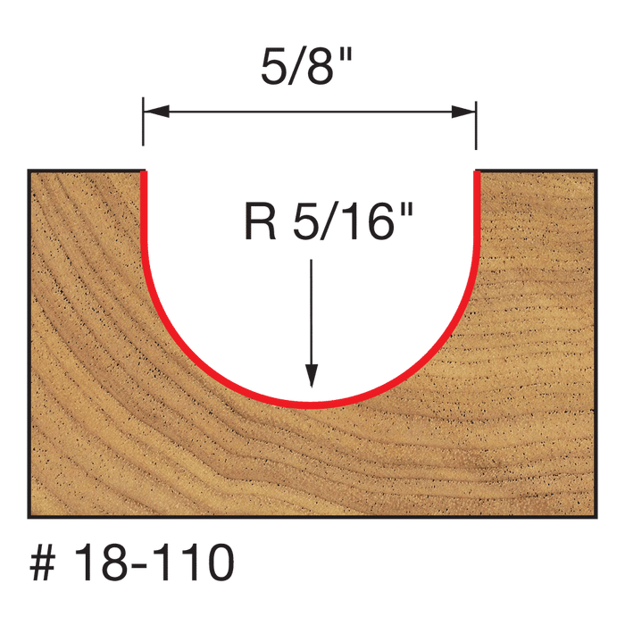 Freud 18-110 5/16" Radius Round Nose Bit with 1/4" Shank